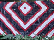 Red and Black Log Cabin 94" by 104"