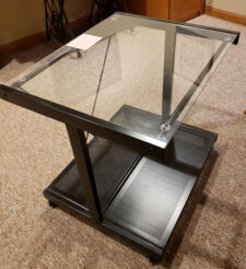 Glass computer/printer table on wheels