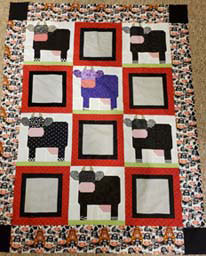 Cow quilt Top  46" by 59"